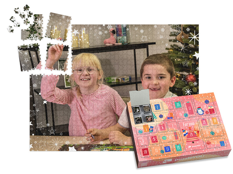 Puslespilsjulekalender med egne billeder til børn