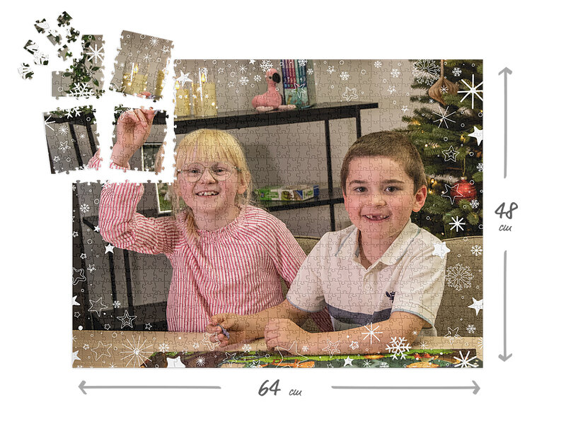 1000 brikkers puslespil til 24 dage - julecollagedesign inkl. Personligt tilpasset æske
